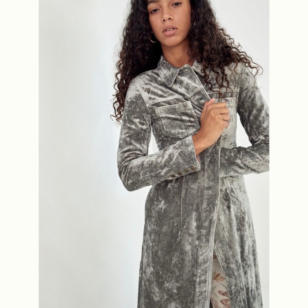 Anthropologie Suede Velvet Duster Jacket Coat Sz S